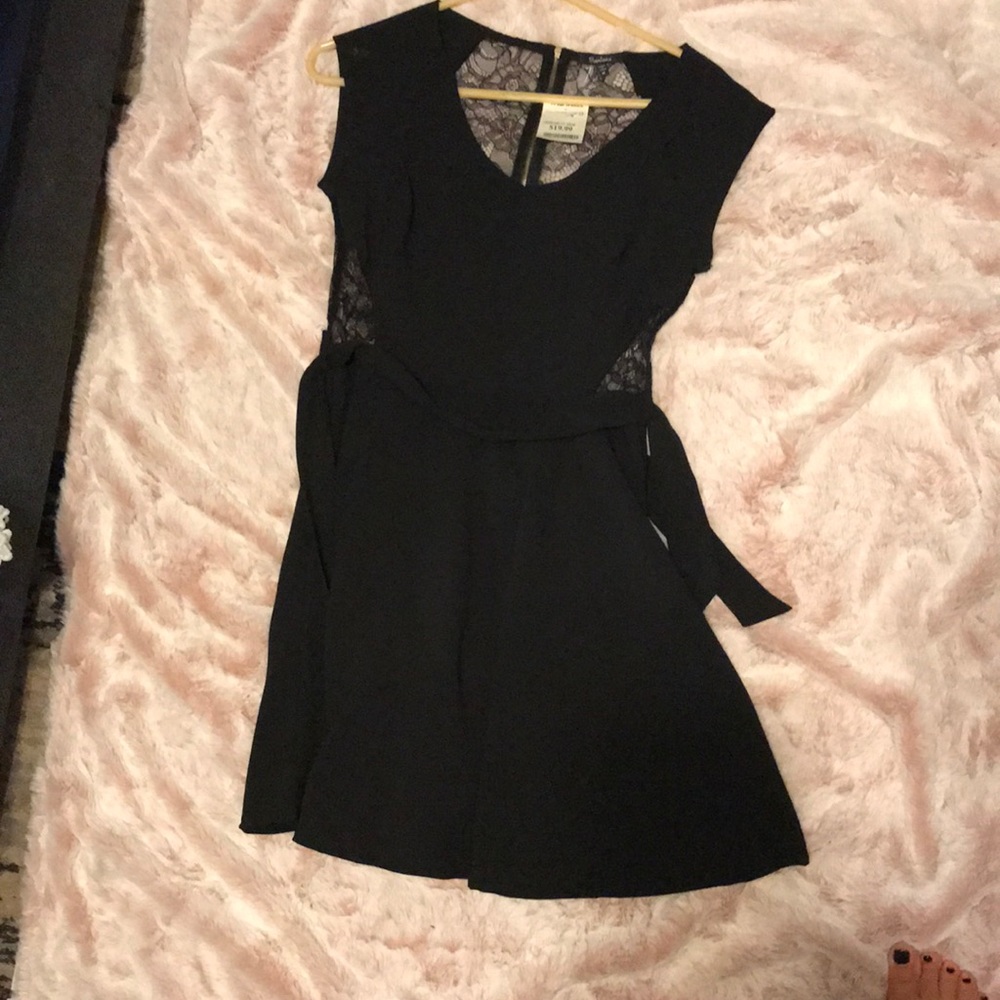 Black lace back dress